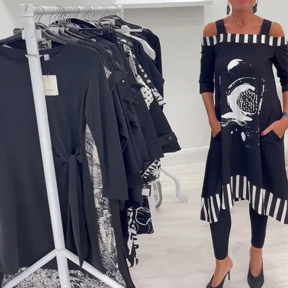 Robe Décolleté Large Imprimé Irrégulier