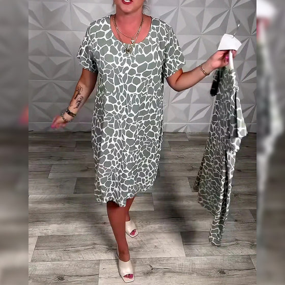 Robe décontractée imprimée col rond