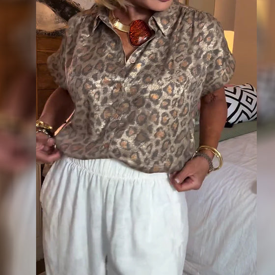 Chemisier décontracté imprimé léopard