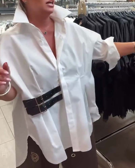 Chemise Design Boucle de Ceinture Revers