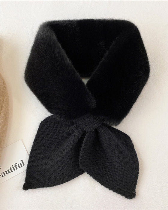 Écharpe En Fourrure Tricotée Patchwork À La Mode