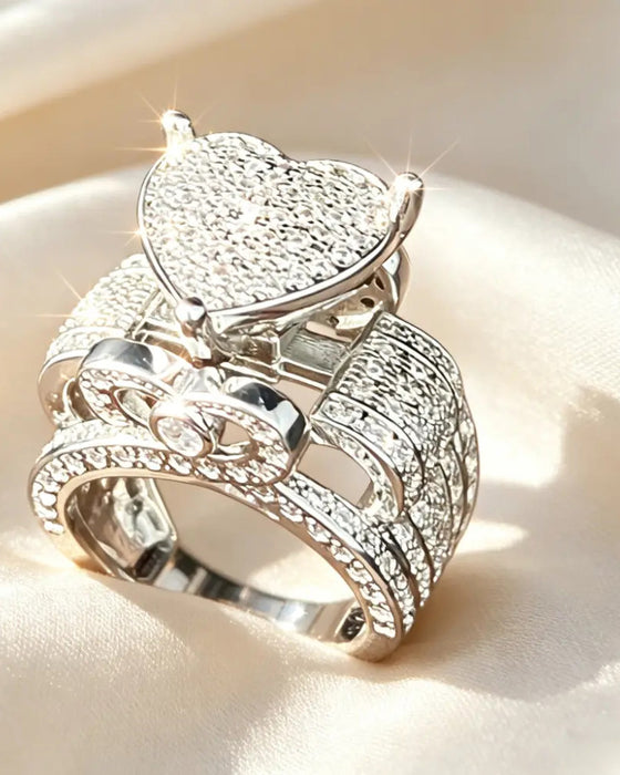 Pave Bague Cœur Set pour Femme