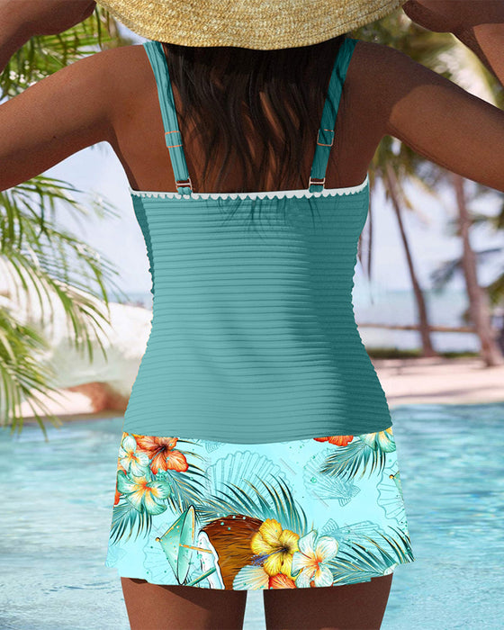 Jupe Maillot de Bain Débardeur Rayé