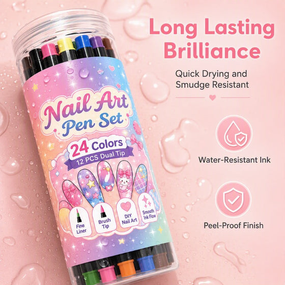 Ensemble De 24 Stylos D'Art Ongulaire Double Embout