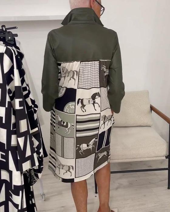 Robe Revers Unie Manche Longue