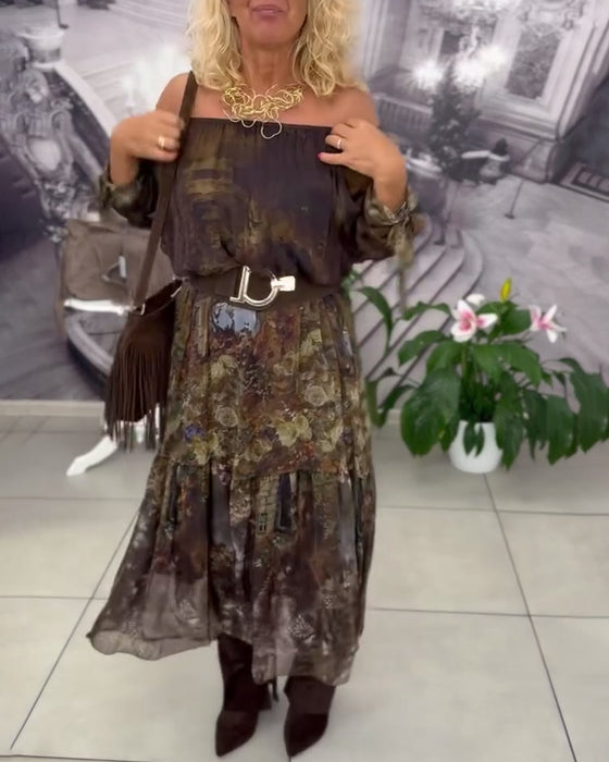 Robe Élégante Imprimé Florale Longue