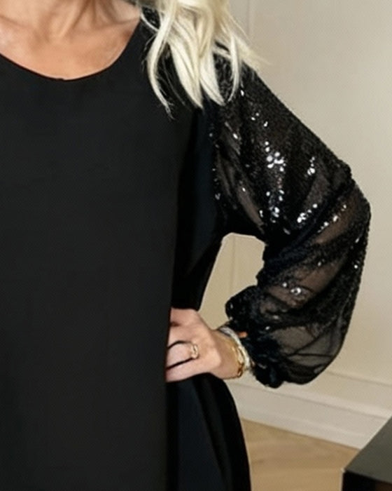 Robe Ample À Manches Lanterne Et Col Rond