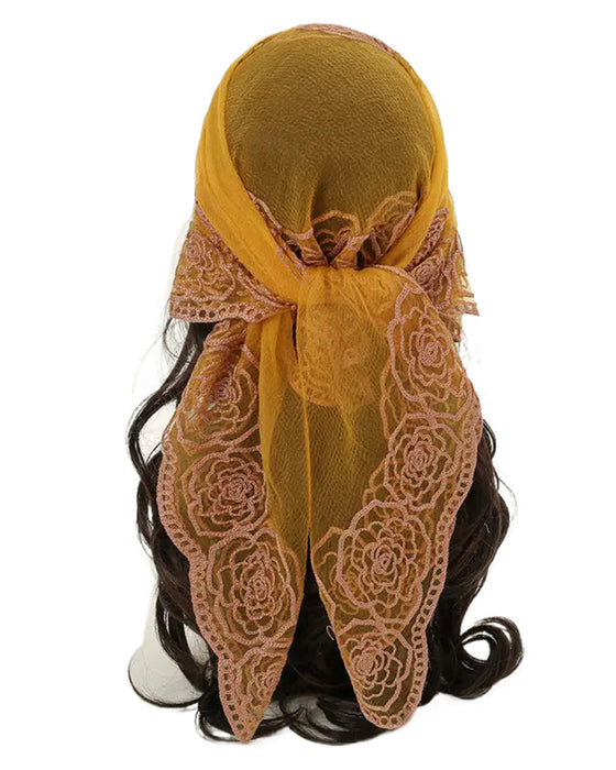 Bandana Floral Mesh Scallop Design