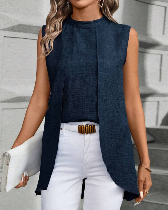 Haut sans manches élégant de couleur unie