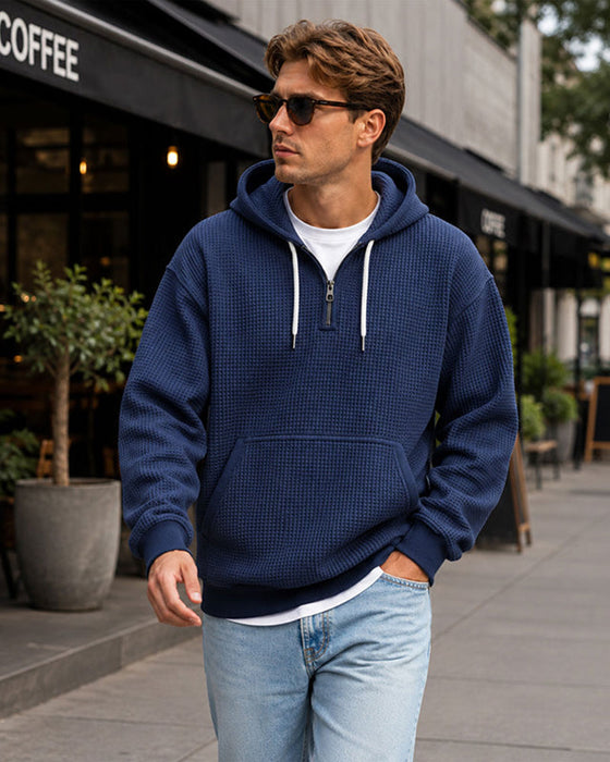 Hoodie Homme Unie Fermeture Éclair Pull