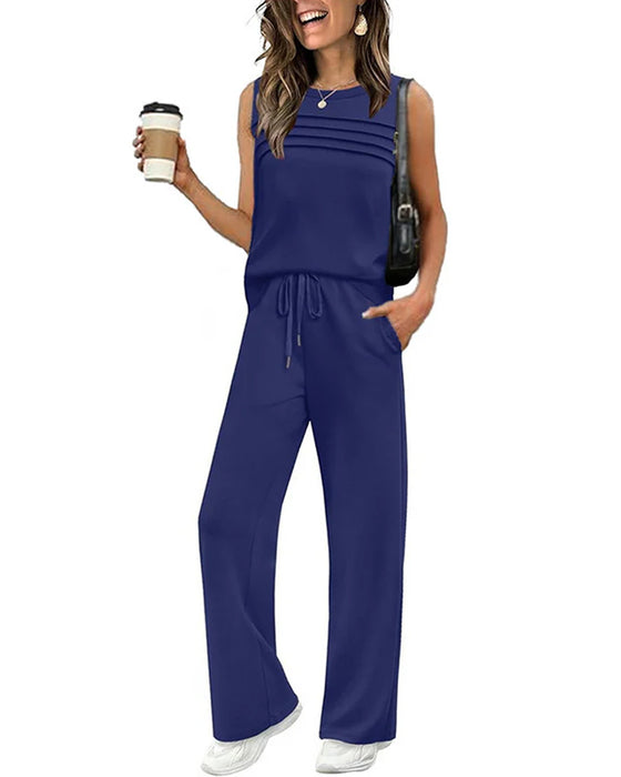 Ensemble Deux Pièces Top Gilet Plissé