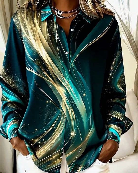 Chemise décontractée à manches longues et à motifs scintillants
