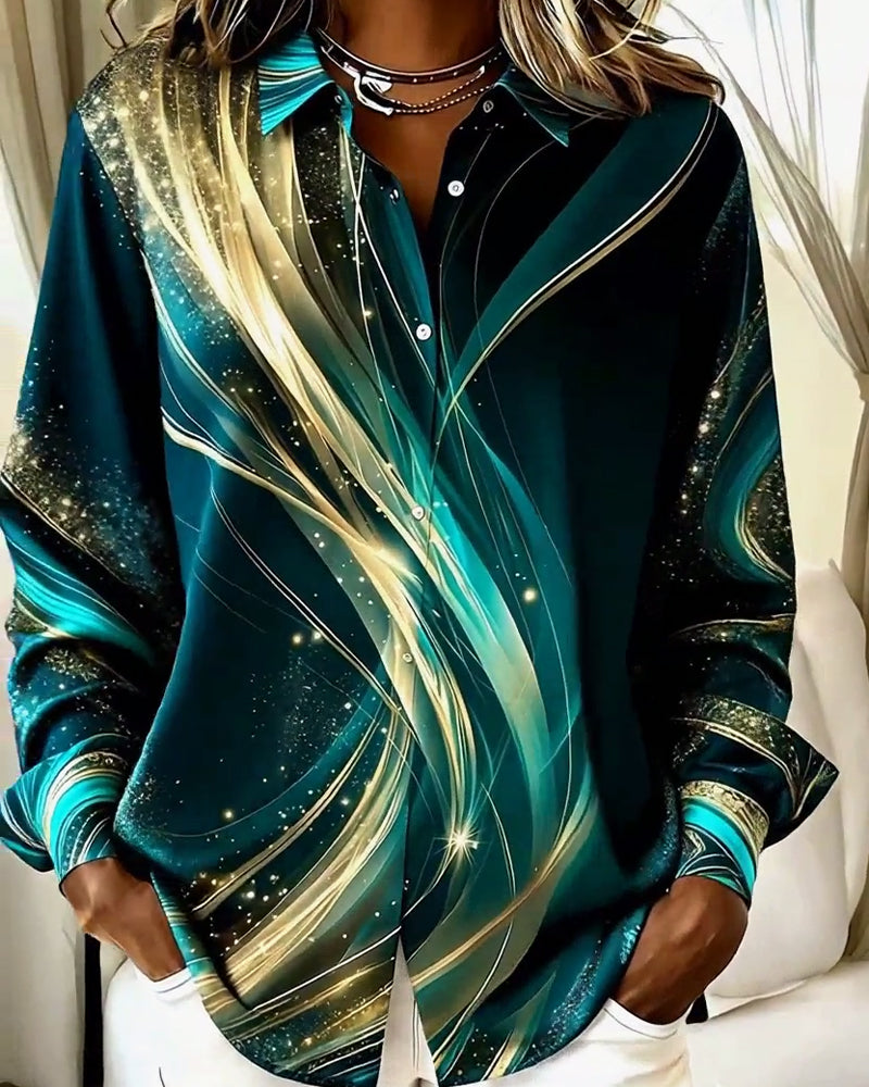 Chemise décontractée à manches longues et à motifs scintillants
