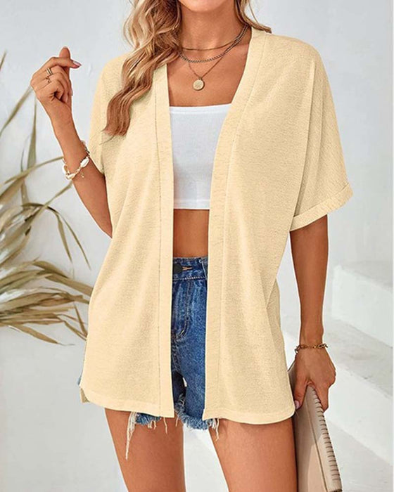 Manteau Manches Courtes Décontracté Unie