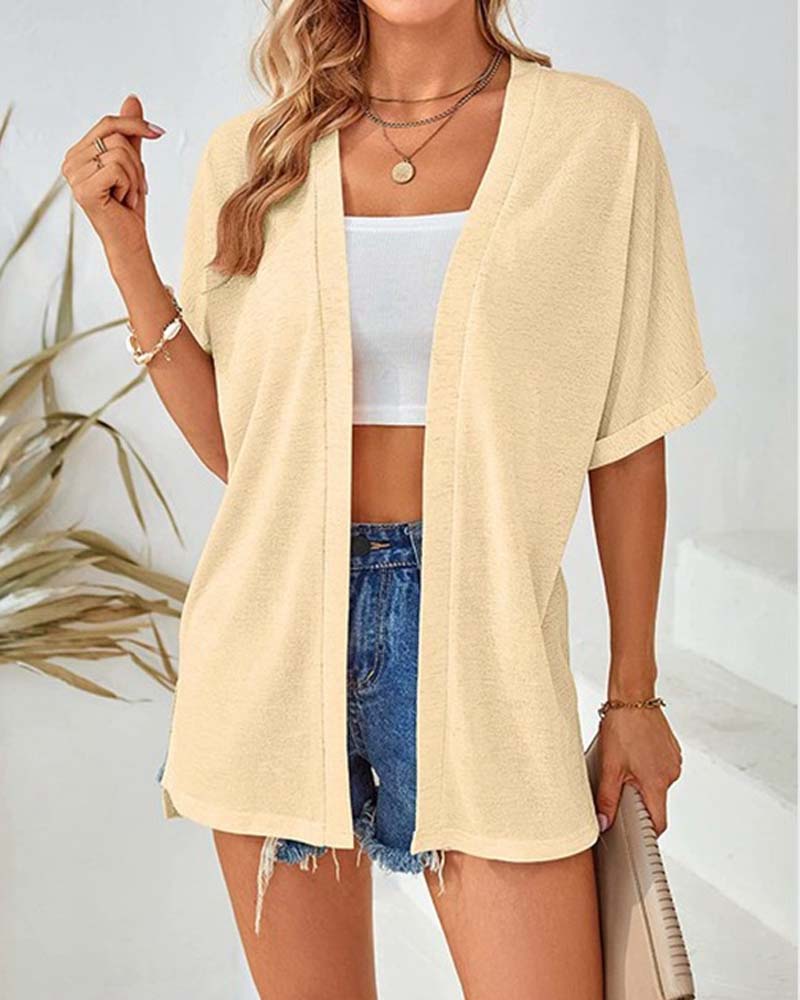 Manteau Manches Courtes Décontracté Unie
