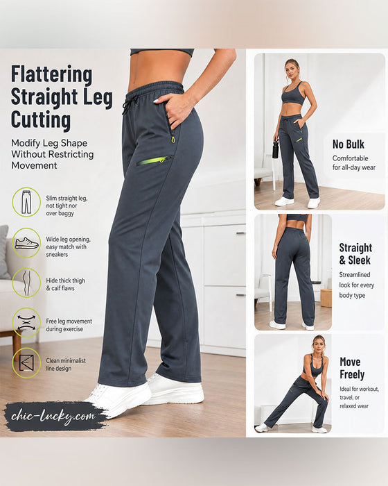 Pantalon Fermeture Éclair Pochette Jambe Droite
