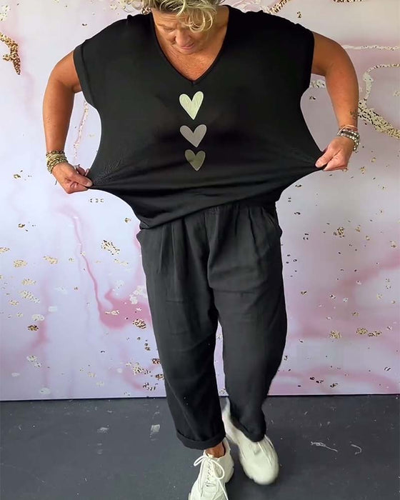 Blouse love manches courtes col V