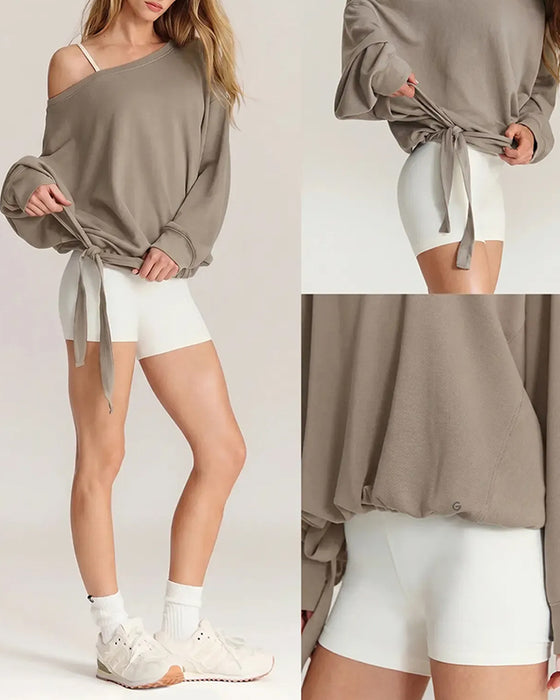 Sweatshirt Une Épaule Cordon Lâche