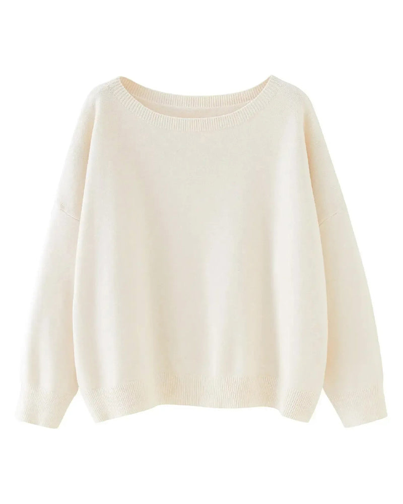 Pullover Col-Rond Drop-Épaule Unie Ample