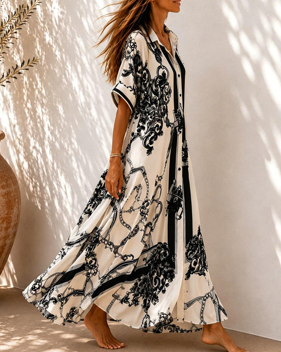 Robe Vintage Volute Revers Chemise
