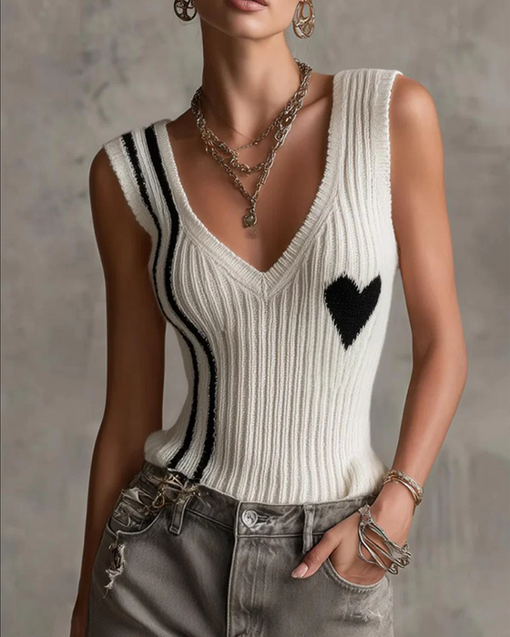 Pull Décontracté Sans Manches Col V