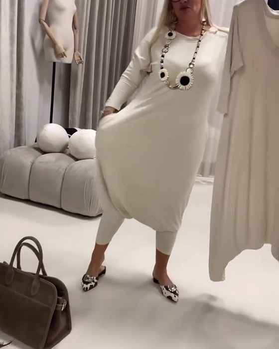 Combinaison Unie À Manches Longues Décontractée