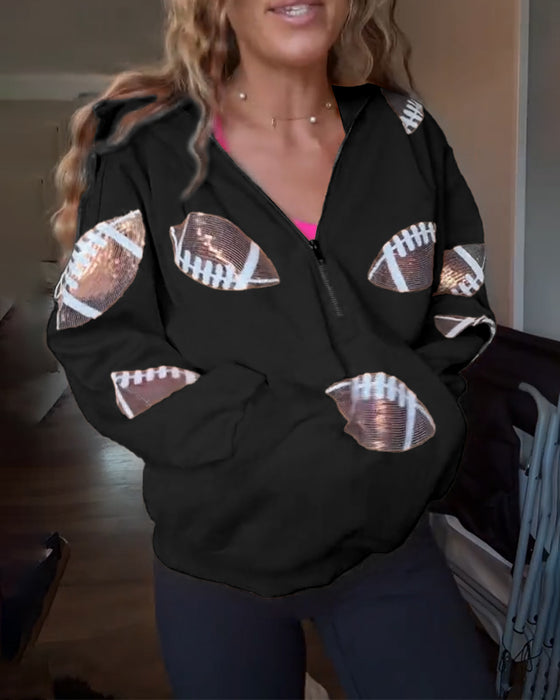 Sweat À Capuche Rugby Paillette