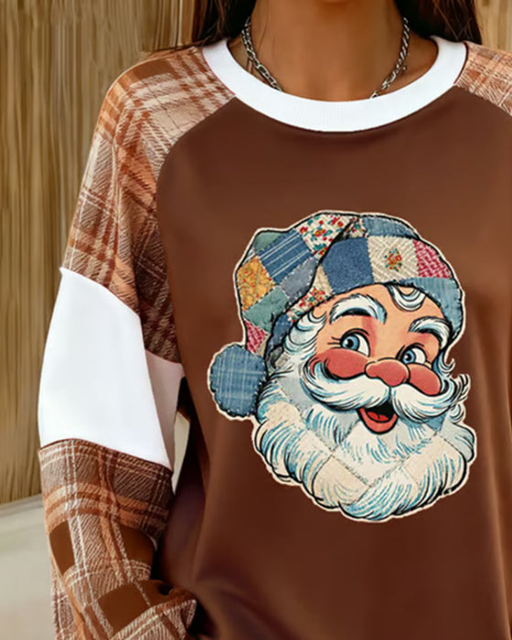 Sweat À Carreaux Imprimé Noël Large