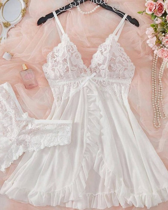 Ensemble De Nuisette Sexy En Mesh Transparent