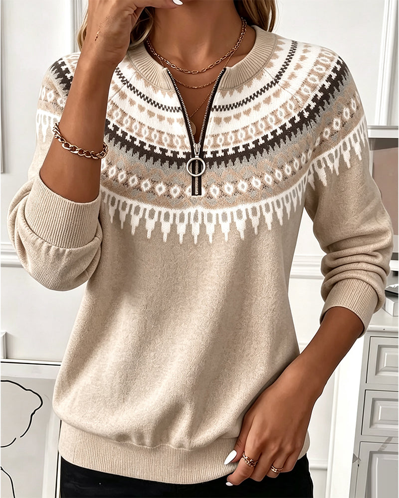 Sweatshirts Bloc De Couleur Fermeture Éclair Manche Longue