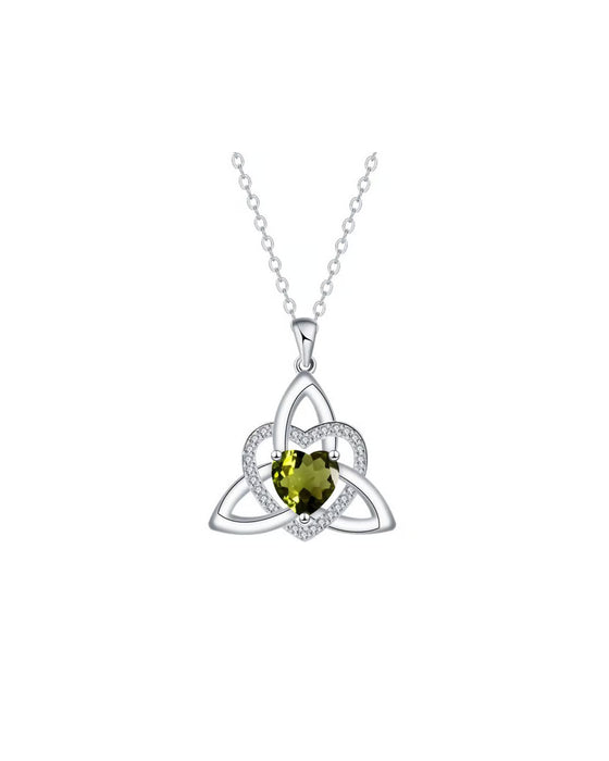 Collier Cœur Nœud Trinitaire Celtique Pierre De Naissance ✨ Pendentif Cœur Nœud Trinitaire Celtique Pierre De Naissance