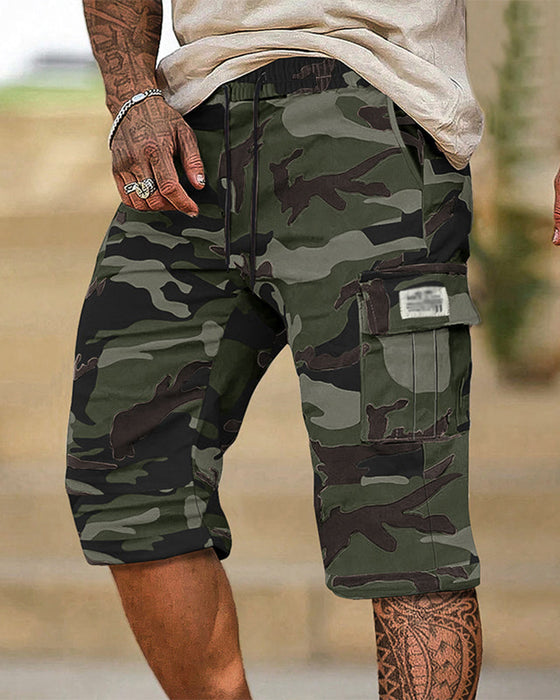 Homme Camouflage Cargo Shorts Multi-Poche Taille Réglable Tissu Respirant