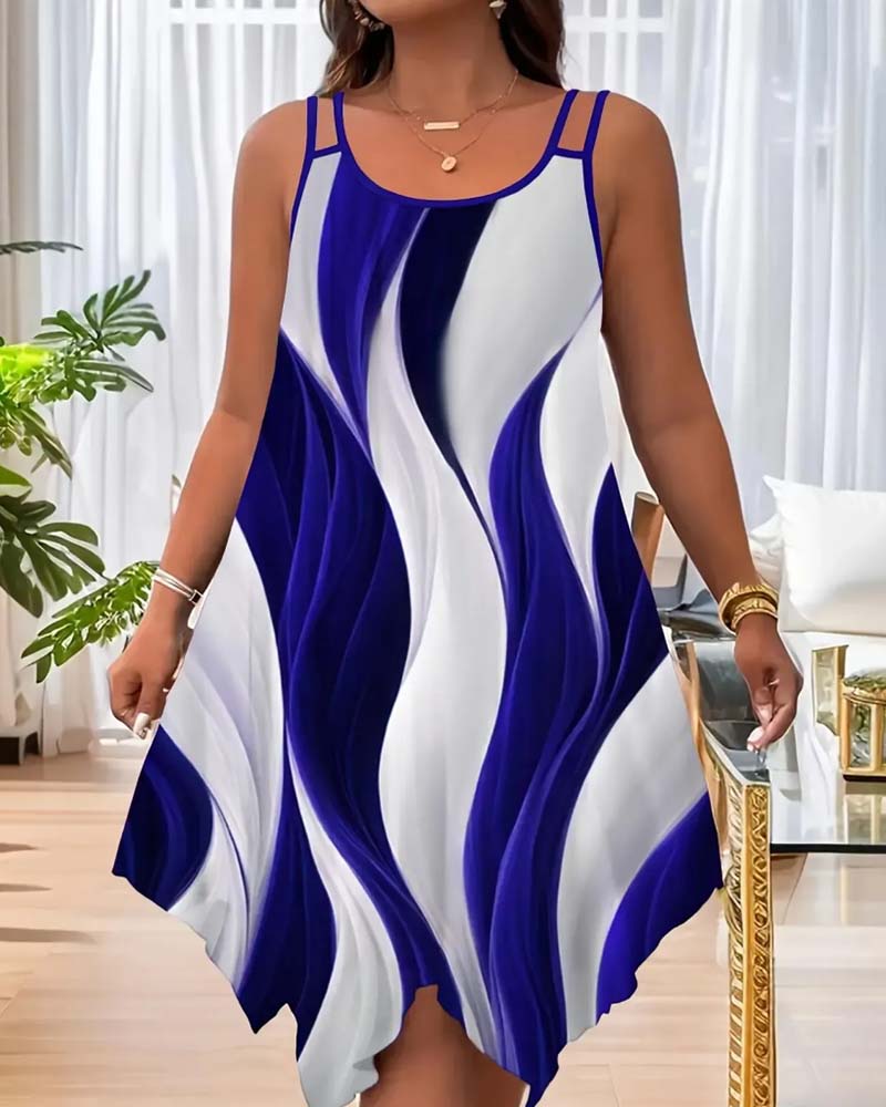 Robe Bloc De Couleur Ondulé Camisole
