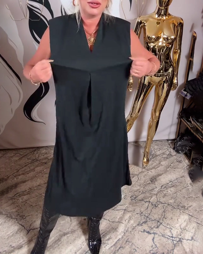 Robe Tendance Sans Manches À Col V