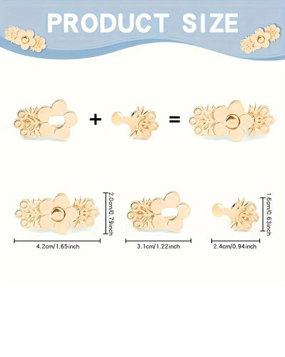 4-Pièces Imprimé Florale Denim Serre-Ceinture