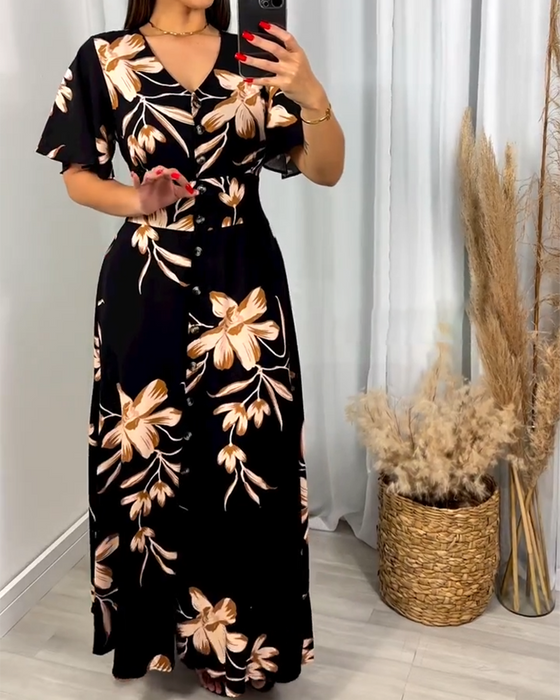Robe Col V Imprimé Floral Taille