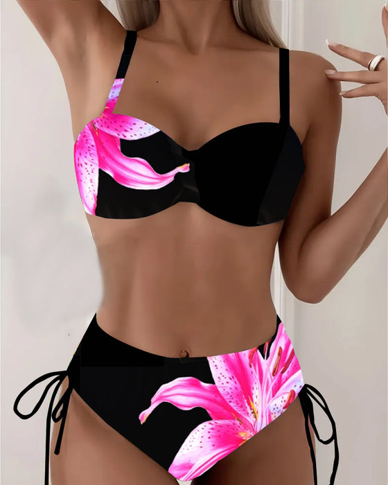 Bikini Triangle Cordon Imprimé Fleuri