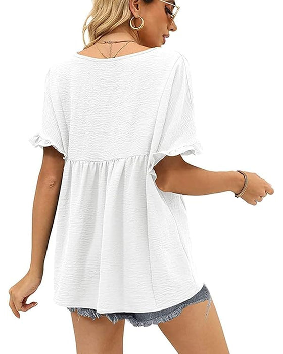 Blouse Décontractée Volant Coupe Loose