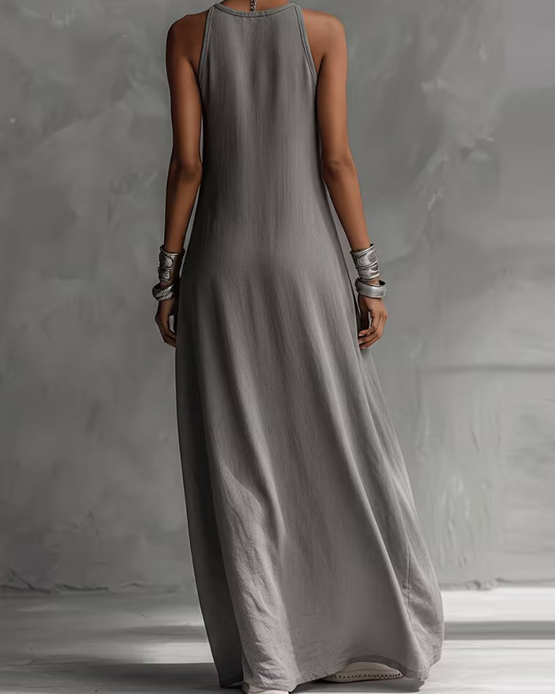Robe Sans Manches Poche Maxi