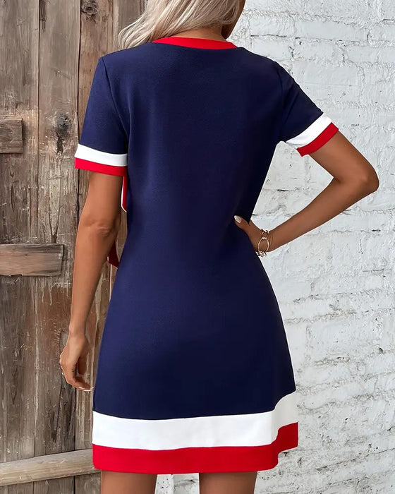 Robe Manches Courtes Bande Contraste