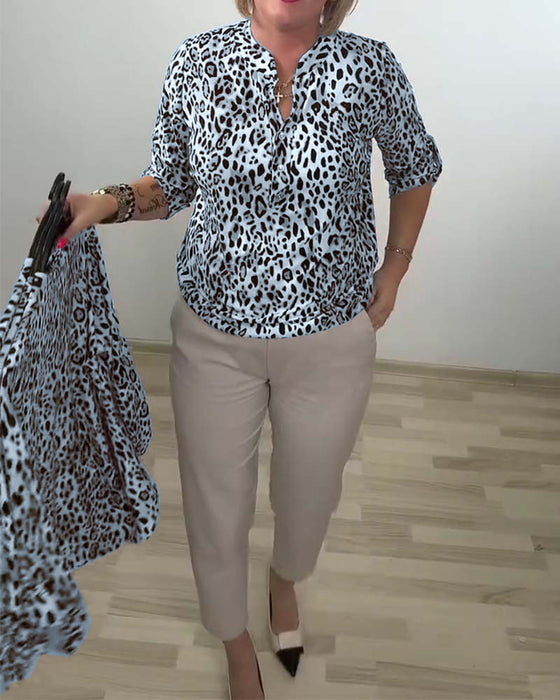 Blouse Col Claudine Mode Léopard