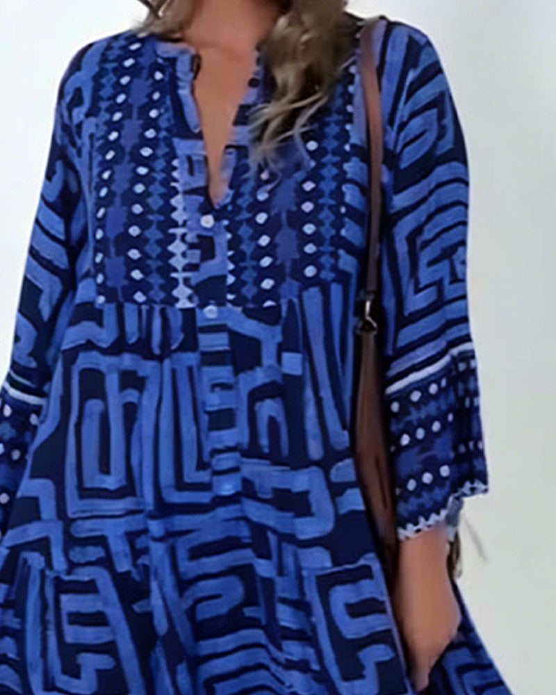 Robe Ethnique Imprimé Géométrique