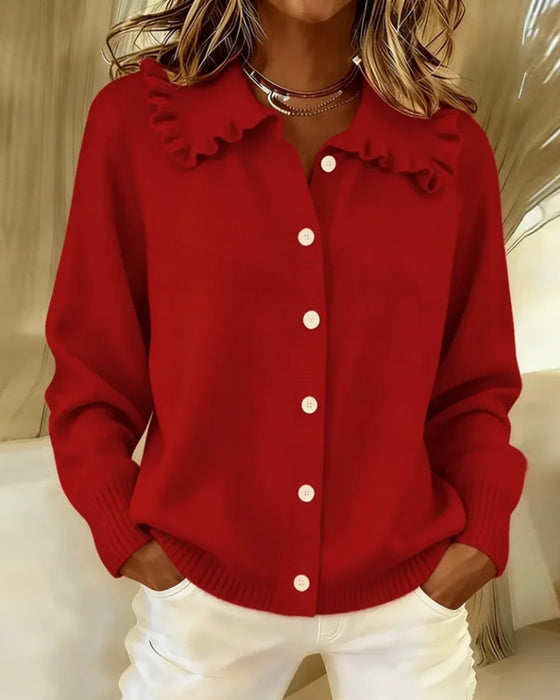 Cardigan Boutonné Avec Col Claudine