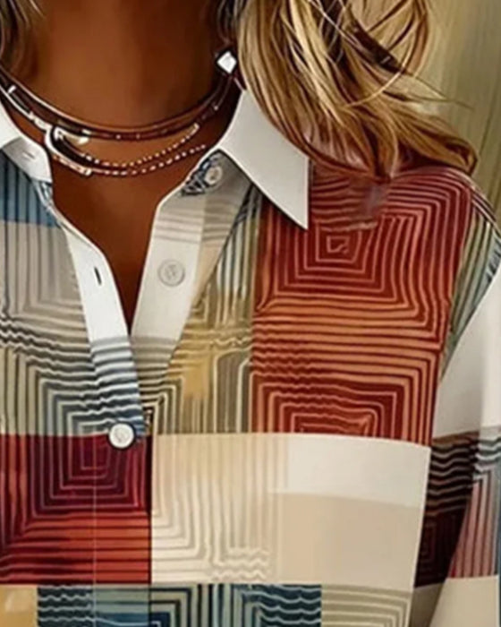 Chemise À Revers Boutonnée À Carreaux