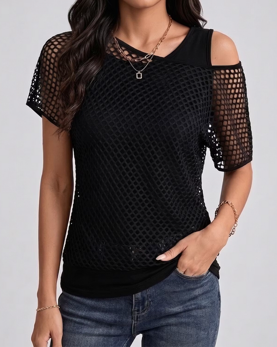 Set Mesh Off-Shoulder Ajusté Tank