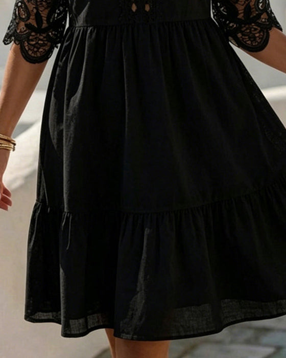 Robes Dentelle Off-Shoulder À Volants Court