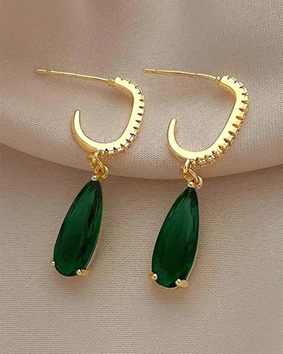 Boucles D'oreilles Pierre Précieuse Artificielle & Décor Rhinestone Pendent Hoop