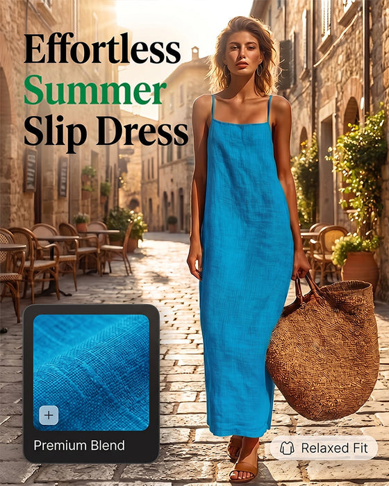 Robe Unie Bretelles Spaghetti Maxi