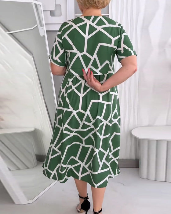 Robes Col Rond Patchwork Décontracté Ample