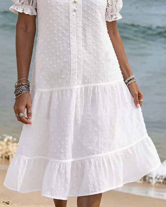 Robe Manches Ballon Dentelle Resort
